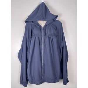 Z By Zella Women's Lightweight Hooded Zip Up Jacket Blue Size XL